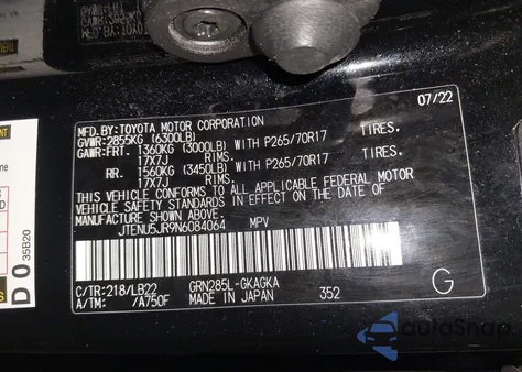 2022 Toyota 4Runner Sr5 Premium z USA, uszkodzony, nr VIN JTENU5JR9N6084064